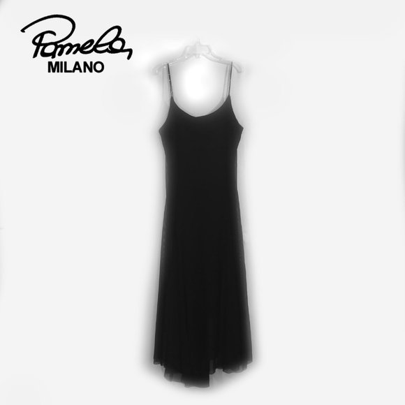 PAMELA MILANO ITALIAN STYLISH BLACK MAXI DRESS - Picture 2 of 13
